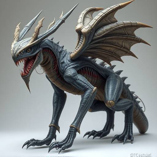 An AI-generated fantasy creature with unique anatomical features, intricate details, and a captivating design.